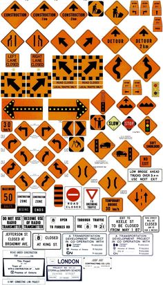 an image of various road signs and directions