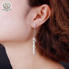 Add a unique touch to your jewelry collection with our Dainty Name Earrings! 🌟 These earrings feature a long drop chain and a custom inscription or nameplate, making them a standout piece in mainstream fashion. ✨ Key Features: 💎 Style: Name Earrings 📏 Pendant Size: 1.5cm~4.5cm (0.59"~1.77") 🌟 Material: Sterling Silver 925 📏 Thickness: [Add thickness if known] 🌟 Why You'll Love It: 🥇 High-Quality Materials: Crafted from premium Sterling Silver 925, ensuring durability and a timeless look. Silver Personalized Name Earrings For Gifts, Personalized Silver Earrings With Custom Name, Elegant Personalized Name Earrings, Custom Name Silver Earrings For Anniversary, Sterling Silver Name Jewelry For Birthday Gift, Custom Name Sterling Silver Earrings, Elegant Personalized Sterling Silver Earrings, Personalized Sterling Silver Earrings As Gift, Silver Name Earrings For Gift