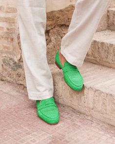 Step up your summer style with our eco-friendly green raffia men's loafers. These handmade natural fiber slip-ons are lightweight and breathable, making them the perfect choice for any casual occasion. 🌿 Sustainable Raffia Material: Crafted from eco-friendly raffia, these loafers are both stylish and kind to the environment. 🌞 Breathable and Lightweight: The woven design keeps your feet cool and comfortable during hot summer days. 👞 Versatile Slip-Ons: Ideal for beach trips, casual outings, or summer events, these loafers pair effortlessly with any outfit. 🎁 Handcrafted Quality: Each pair is meticulously handmade, ensuring unique quality and long-lasting durability. 🌍 Eco-Friendly Choice: Embrace sustainable fashion with footwear made from renewable materials. Upgrade your summer ward Green Summer Loafers With Round Toe, Green Loafers With Round Toe For Summer, Green Slip-on Loafers With Rubber Sole, Green Slip-on Loafers With Round Toe, Green Slip-on Loafers, Green Slip-on Loafers For Spring, Spring Green Slip-on Loafers, Green Round Toe Loafers For Spring, Casual Green Loafers With Round Toe