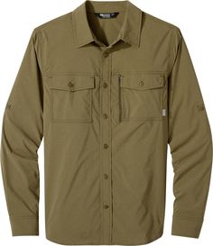 A performance shirt that's made from a durable  technical nylon fabric blend  the men's Outdoor Research Way Station long-sleeve shirt feels cool to the touch when you're traveling in warm climates. Jean Azul, Patagonia Better Sweater, Hiking Shirt, Mens Parka, Outdoor Research, Mens Flannel Shirt, Hiking Shirts, Rei Co-op, Nylon Fabric