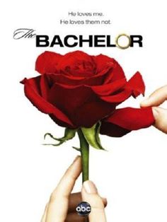 a person holding a red rose in their hand with the words bachelor written on it