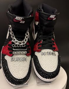 Authentic Fully Blinged Air Jordan 1 High OG or Mids Red and Black,custom Rhinestone Sneakers, Bedazzled Nikes, Wedding Shoe, Sneaker Ball - Etsy Haiti Rhinestone Jordans, Bedazzled Sneakers, Jordans 1s, Custom Jordan 1, Rhinestone Sneakers, Cute Casual Shoes, Sneaker Ball, Bedazzled Shoes, Nike Shoes Women Fashion