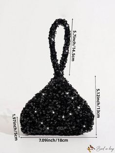 BirdinBag - Black Sequin Mini Novelty Party Bag Evening Clutch Mobile Phone Pouch, Black Evening Mobile Phone Pouch, Party Clutch Shoulder Bag With Mobile Phone Holder, Chic Party Clutch For Mobile Phones, Party Clutch With Mobile Phone Bag, Evening Top Handle Bag With Mobile Phone Pocket, Evening Clutch Mobile Phone Bag Handheld, Evening Top Handle Bag With Mobile Phone Slot, Handheld Bags With Detachable Handle For Night Out