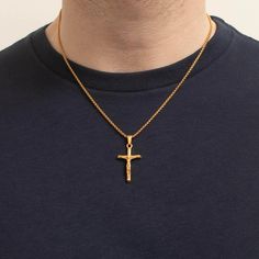 Elevate your style with the profound elegance of our Jesus Pendant Necklace. Crafted from high-quality stainless steel and finished with 3-layer PVD 18k gold plating, this highly detailed piece beautifully captures the essence of faith and sacrifice. The pendant features intricate details of Jesus on the cross. Paired with a sturdy chain, this necklace is perfect for both daily wear and special occasions as the perfect reminder of your faith.  18k gold 3 layer PVD Plating 316L stainless steel Gold Crucifix Necklace, Chain With Pendant, Crucifix Necklace, Necklace Men, Necklace Minimalist, Jesus On The Cross, Men's Necklace, Chains For Men, Steel Chain