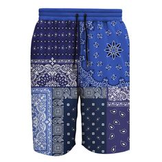 Casual Printed Blue Bottoms, Casual Blue Printed Bottoms, Casual Paisley Print Bottoms For Vacation, Blue Printed Bottoms With Relaxed Fit, Summer Paisley Print Short Bottoms, Casual Paisley Print Shorts, Paisley Print Blue Bottoms For Vacation, Blue Paisley Print Bottoms For Vacation, Blue Paisley Print Casual Bottoms