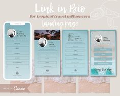 the front and back side of a travel app