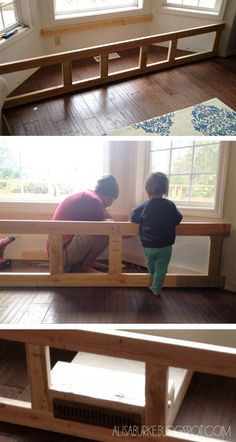 two photos of a child playing on the floor in front of a window and another photo of a toddler