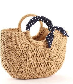 "Summer Beach bag,Handmade Large Straw Tote Bag Womens Handbag Product Details Fabric Type : Straw Closure Type : Drawstring Item Display Dimensions : 13.78 inches About this Item ♥ 100% HANDMADE, NATURAL, UNIQUE AND CHIC: 100% natural straw fiber with elaborate handwoven knit by Artisans.The color of each bag will be slightly different, because the season of the straw is different. ♥ AN UNFORGETTABLE GIFT FOR WOMEN: This is a unique gift handcrafted by Artisans. Whether you keeping it to yourself or gifting someone you care, it will be memorable and unforgettable. ♥ SIZE:Handle diameter: 3.9\"(13CM) Height:9.8\"(25CM) Top width:16.53\"(42CM) Thickness: 3.9\" (10 cm) ♥ Packaging:1*Straw Tote + 1*Free gift(Polka dot scarf) Coming with A Silk Scarf To blend the traditional and contemporary d Summer Beach Bag, شال كروشيه, Shell Bag, Vacation Bag, Summer Handbags, Straw Tote Bag, Straw Handbags, Rattan Bag, Straw Bags