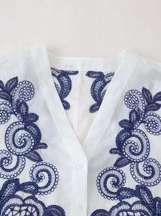 Summer V-neck Top With Geometric Embroidery, Summer V-neck Blouse With Floral Embroidery, Casual V-neck Blouse With Geometric Embroidery, Cotton V-neck Blouse With Floral Embroidery, Elegant Summer Tops With Geometric Embroidery, Elegant V-neck Blouse With Floral Embroidery, V-neck Tops With Floral Embroidery For Vacation, Spring V-neck Top With Geometric Embroidery, Embroidered Cotton V-neck Blouse