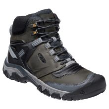 A supportive hiking boot for adventures over tough, rocky trails, KEEN� Ridge Flex Mid Waterproof Hiking Boots for Men come ready for any trek. Waterproof leather and performance mesh uppers keep feet dry and protected, thanks to quick-dry linings and KEEN.DRY waterproof/breathable membrane protection inside. The Ridge Flex also features KEEN.BELLOWS FLEX in its upper to reduce the energy each step takes. This innovative technology creates an upper that requires 60% less energy to bend for an ea Green Waterproof Boots For Adventure, Durable Black Boots For Camping, Durable Green Waterproof Boots For Outdoor Work, Durable Green Hiking Boots, Black Waterproof Boots With Reinforced Toe For Camping, Black Waterproof Hiking Boots For Camping, Waterproof Black Hiking Boots For Camping, Green Gore-tex Waterproof Boots For Outdoor Work, Green Weatherproof Waterproof Boots For Outdoor Activities