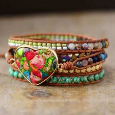 Inspire your Bohemian Style with our Breathtaking "Bohemian Arts Leather Wrap Bracelet" This Colorful Hand Made Wrap bracelet is specially made for Boho stylish queens who are looking for a unique style in their jewelry Hand Made with different amazing colors inspiring your Nature’s Sourced Beauty ! This Bohemian Multilayered Colorful Leather Wrap Bracelet is carefully handmade with  Natural Gemstones added on Genuine leather strands . It features a Fascinating Mix of Boho Artful Color Wrap Armband, Handmade Charm Bracelets, Multi Wrap Bracelet, Treasure Jewelry, Amulet Charm, Boho Wrap Bracelet, Yin And Yang, Bohemian Art, Jewelry Hand