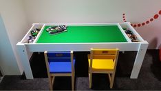 a lego table and chairs in a room