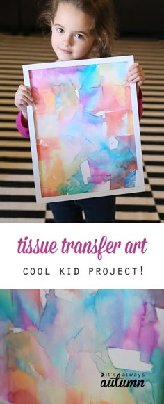 Tissue transfer art is not only gorgeous, it's totally easy enough for kids to make! Fun kid's art project - perfect indoor activity for rainy days. Fun Kids Art Projects, Easy Kids Art Projects, Transfer Art, Easy Art For Kids, Art Projects For Kids, Camping Art