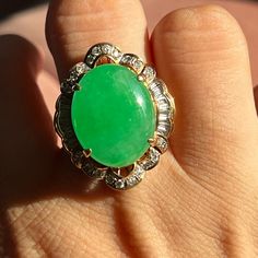 It’s Heavyweight Green Jadeite And Diamond Ring. Please Check Pictured Appraisal,All Information Written In That And It Comes With The Ring. 12.8 Grams It’s Been Appraised In 2014 For 2850$ Since Then Gold And Diamonds,Jadeite Itself Raised In Price Very Much. Ring Is Like New Condition And Was Not Worn Much Ring Color, The Ring, Womens Jewelry Rings, Diamond Ring, Like New, Diamonds, Women Jewelry, Things To Come, Ring