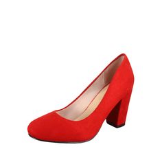 This style Runs a little large Round toe front Slip On Low Heel Patent or Faux suede material Rubber sole Finished with lightly padded insole Heel Height: 2.75' (approx) Size: 9.  Color: Red.  Gender: female.  Age Group: adult. Low Heel Wedges, Slip On Pumps, Round Toe Shoes, Casual Dress Shoes, Lace Up Wedges, Pump Dress, Suede Material, Espadrille Shoes, Shoe Style