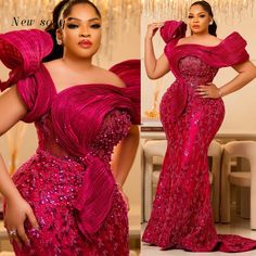 Aso Ebi Plus Size Fuchsia Long Mermaid Evening Dresses Pearls Beaded Women Formal Party Gowns For A Whimsical Corset, Bridal Lace Gown, Arabic Evening Dress, Pink Prom Dresses Mermaid, Lace Styles For Wedding, Engagement Gowns, Reception Gown, Lace Gown Styles, Plus Size Gowns