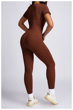 New Yoga Suits Fitness Outfit Female One-piece Jumpsuits Women Sporty – Awwoutfit Stretch Sportswear Bodysuit For Pilates, Stretch Athleisure Bodysuit With Moisture-wicking, Athleisure Stretch Moisture-wicking Bodysuit, Moisture-wicking Stretch Athleisure Bodysuit, Brown Fitted Sporty Activewear, Brown Fitted Activewear For Yoga, Fitted Brown Activewear For Training, High Stretch Sportswear Bodysuit For Workout, Stretch Sportswear Bodysuit For Workout