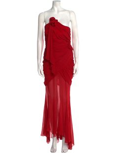 Thierry Mugler Vintage Long Dress - Red Dresses, Clothing - THI26695 | The RealReal Vintage Mugler, Silk Evening Gown, Vintage Long Dress, Long Red Dress, Thierry Mugler, Red Outfit, Vintage Holiday Dress, Red Carpet Looks, Holiday Dresses