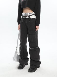 Size(cm) Length Waist Hip Thigh S 104 72 94 49 M 105 74 98 50 L 106 76 102 51 Size: S M L Color classification: smoke gray Year Season: Spring 2023 Length: trousers Color: dark Urban Full-length Cargo Jeans With Belt Loops, Edgy Baggy Bottoms With Pockets, Edgy Cotton Bottoms With Pockets, Black Straight Leg Cargo Pants With Zip Fly, Streetwear Pants With Zipper Closure, Full Length Pants With Zipper For Streetwear, Edgy Mid-rise Bottoms With Zip Fly, Black Utility Bottoms With Pockets, Edgy Wide Leg Bottoms With Pockets