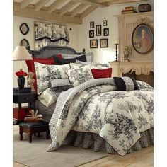 the comforter is made up with black and white designs