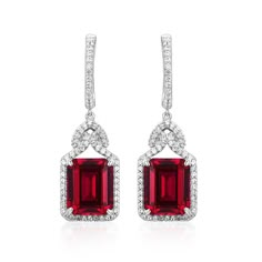 Features These Emerald Cut Ruby Sterling Silver Drop Halo Earrings feature a classic and stylish design style suitable for any occasion. Made all by hand! It truly deserves a spot in every jewelry collection. Beautifully crafted, this style is sure to become a treasured keepsake. Each Ruby used for our jewelry was carefully checked and verified by our experts, so that they meet the highest standard. Providing high-quality items is our most important goal, which starts with selecting the best sto Halo Earrings, Ruby Earrings, Ruby Jewelry, Ruby Sapphire, Leverback Earrings, Emerald Cut, Gemstone Pendant, Jewelry Set, Sterling Silver Earrings