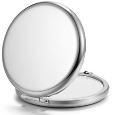 an open compact mirror on a white background