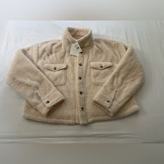 Thread & Supply Cozy Sherpa Jacket Size Xl Nwt Super Soft And Fluffy! Never Worn. Cozy Winter Shacket With Relaxed Fit, Cream Relaxed Fit Winter Outerwear, Cream Relaxed Fit Outerwear For Winter, Cozy Beige Shacket For Winter, Cozy Cream Outerwear With Relaxed Fit, Cream Cozy Relaxed Fit Outerwear, Cozy Cream Button-up Outerwear, Winter White Sherpa Outerwear With Long Sleeves, Shag Jacket