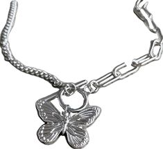 Silver Butterfly Necklace With Chain, Silver Butterfly Necklace With Metal Chain, Silver Charm Necklace In Alloy, Stainless Steel Butterfly Necklace Gift, Butterfly Chain Necklaces, Butterfly Shaped Necklace With Chain As Gift, Metal Butterfly Necklace With Adjustable Chain, Silver Butterfly Metal Jewelry, Silver Metal Butterfly Jewelry