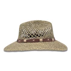 Shape: Panama Hat, Indiana StyleMaterial: SeagrassSize: Medium & Large Brim: 3.25”Color: GreenDetail: "Band" (Toquilla)Hat Care: Always handle your hat by the top. Do not place hat with brim on the surface, it will cause it to flatten the brim. Always Brim turned up.To dust off, use a soft brush.To remove stains, wipe with a cloth, then let it dry naturally with the brim turned up.Steam it to shape if necessary.Misshapen flat brim straw hats can be shaped carefully with a lukewarm - not hot Woven Sun Hat With Short Brim For Rodeo, Casual Braided Brimmed Hat, Country Style Straw Hat With Woven Detail, Straw Visor Sun Hat For Kentucky Derby, Country Style Straw Fedora Hat, Country Style Woven Sun Hat With Flat Brim, Country Style Woven Flat Brim Sun Hat, Wide Brim Woven Hat For Rodeo, Western Woven Hat With Curved Brim