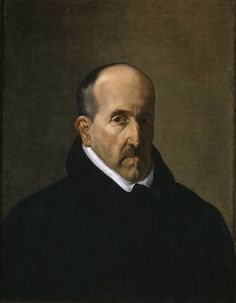 a painting of a man with a black coat and white collar, in a portrait