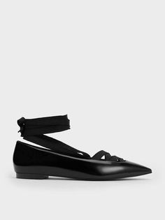 Black Box Pointed-Toe Tie-Around Ballet Flats | CHARLES & KEITH Black Ballet Flats, Cross Patterns, Charles Keith, Black Box, The Vamps, Everyday Wardrobe, Ballet Flats, Classic Black, Ballet