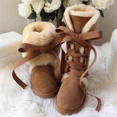 Stay warm and stylish this winter with our High Snow Boots Fur Wool Women's Winter Boots! With a - Golden Atelier Beige Lace-up Boots For Winter, Beige Flat Heel Lace-up Boots For Winter, Beige Mid-calf Boots For Winter, Ugg Style Boots, Boots For Winter, Doc Martens Boots, Fur Shoes, Vegan Boots, Sheepskin Boots