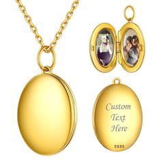 PRICES MAY VARY. 💕【CUSTOM YOUR JEWELRY】Permanently Engrave Your Favorite Photo & Create An Everlasting Memory. The customized colorful photo necklace can be engraved with any pictures, such as the photograph of your mother, father, children, best friends or landscapes. Click the "Customize Now" button to make your exclusive gifts and have it as a keepsake. ✍【Customized Steps】1. Click the "Customize now" button and choose one of your photos and upload. 💟💟💟Tips: Please upload a clear picture t Gold Round Locket Necklace For Personalized Gift, Gold Oval Locket Necklace As A Gift, Gold Oval Pendant Locket Necklace Gift, Gold Locket Jewelry Perfect For Gifting, Gold Locket Jewelry Gift, Gold Sterling Silver Locket Necklace For Anniversary, Classic Locket Necklace With Adjustable Chain As Gift, Gold Oval Pendant Jewelry For Personalized Gift, Personalized Oval Gold Jewelry