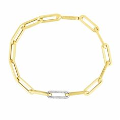 Gold & diamond paperclip bracelet? Yes, please! This piece is composed of sleek 14k yellow gold and embedded with .32ctw of sparkling diamonds. It measures 7.5" in length and the hidden link clasp blends perfectly with the rest of the bracelet so you hardly even notice it's there. Treat yourself with this gorgeous bracelet! Textured Bracelet, Buy Jewellery Online, Diamond Chain, Yellow Gold Bracelet, Yellow Gold Chain, Gorgeous Bracelet, Diamond Bracelets, Sparkle Diamonds, High Quality Jewelry