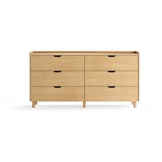 the chest of drawers is made from wood and has six drawers on each side, with two