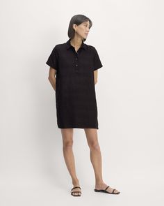 The Linen Eyelet Shirtdress Classic Collared Shirt Dress For Day Out, Classic Dress With Rolled Sleeves, Relaxed Fit Knee-length Shirt Dress With Placket, Relaxed Fit Knee-length Shirt Dress, Relaxed Fit Dress With Collared Neckline, Short Sleeve Shirt Dress With Buttons For Work, Chic Short Sleeve Shirt Dress With Button Closure, Chic Short Sleeve Shirt Dress With Buttons, Collared Shirt Dress With Placket For Work