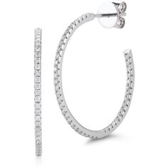 Sofer Jewelry - Diamond Stud Hoop Earrings, 1 Inch in 18K White Gold Luxury White Diamond Hoop Earrings, Luxury White Gold Channel Set Hoop Earrings, Luxury White Platinum Hoop Earrings, Wedding Hoop Earrings With Pave Setting Round Cut, Luxury Hand Set Round Diamond Earrings, Dazzling Hoop Earrings With Prong Setting, Elegant Hoop Earrings With Brilliant Cut, Round Hoop Earrings With Pave Setting For Wedding, Classic Round Hand Set Diamond Earrings