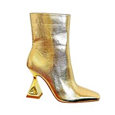 Very Stylish And Modern Women Boots. It Is Warm And Suitable To Wear In The Fall, Winter, And Spring. It Has A Unique Stiletto Style Metallic Heels With Rhinestone On It. You Will Be The Center Of Attention Wearing These Boots The Heels Are 3.5 Inches Tall Available In Various Sizes Winter Boots Women, Ankle Boots, Winter Boots, Gold Ankle Boots, Gold Booties, Gold Boots For Women, Fall Boots, Womens Fashion Boots, Stiletto Booties Gold Leather Heeled Boots With Reinforced Heel, Party Heeled Boots With 4-inch Block Heel, Party Boots With 4-inch Block Heel, Gold Leather Ankle Heeled Boots, Gold Ankle Leather Heeled Boots, Glamorous Gold Ankle Boot Heels, Gold Heeled Boots With Round Toe For Winter, Gold Ankle-high Boots With Reinforced Heel, Gold High Ankle Boots For Party