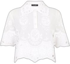 White Embroidered Shirt With Spread Collar, Luxury White Shirt With Floral Embroidery, White Embroidered Collared Shirt, Luxury White Embroidered Sleeve Top, White Floral Embroidered 3/4 Sleeve Blouse, Polo Shirt White, Cotton Blouse, Cotton Blouses, Shirt White