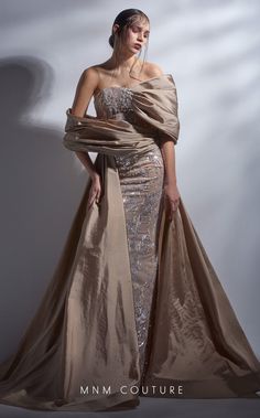 Main Image Off Shoulder Evening Gown, Mnm Couture, Couture Looks, Evening Dress Fashion, Ladies Gown, فستان سهرة, Old Hollywood Glamour, A Line Gown, Long Gown