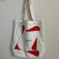 100% Cotton. Small Shopping Bag. Color - White/Red Condition - New, Never Used. Bag Looks Like Having Some White Stain On The Lower Right But It Is Part Of The Design. White Canvas Tote Bag With Removable Pouch, White Cotton Bag With Removable Pouch, White Cotton Shoulder Bag For Errands, White Canvas Tote Bag For Shopping, White Canvas Tote Bag For Gifts, White Canvas Tote Bag, White Stain, Isabel Marant, Satchel