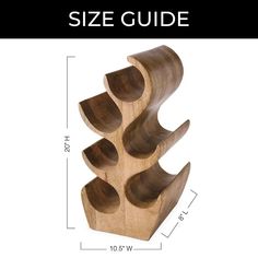 the size guide for this wooden wine rack is shown in front of a white background