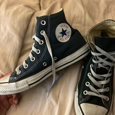 Well Loved But In Amazing Condition And Will Look Brand New With A Good Clean Cute And Comfy Shoes, High Top Converse Shoes, Converse For Sale, Aesthetic Womens Shoes, 90s Grunge Shoes, Women’s Converse, Shoes 2000s Style, Shoes For Back To School 2024, Blue Converse Aesthetic