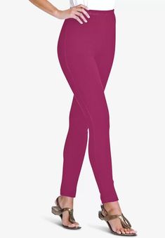 <div>These stretch knit leggings are so comfy, you'll feel amazing in them all day long. Made with an elastic waistband, you can bend and move freely without</div> Fast Shop, Platinum Credit Card, Knit Leggings, Cotton Leggings, Woman Within, Swimsuits For All, Petite Women, Womens Size Chart, Knit Pants