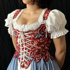 "Ready made and ready to ship in a size medium/large or made to order in your size. Our Marie w/tabs corset made in gorgeous red embroidered silk. Pair with your Ren Faire Ensemble or mix and match to create a princess worthy look. Adjustable with both center front and center back lacings, the stays shape in under the bust. The length is cut to sit just above the waist, controlling the torso through the ribcage. The boning is firm 5/16\" and spiral steel. These stays have shoulder straps attache Corset Stays, Ren Faire Outfits, Ren Faire Costume, Fair Outfits, Corset Lingerie, Gorgeous Fabrics, Embroidered Silk, Historical Fashion, Fashion Fabric