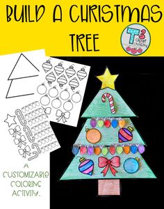 a christmas tree with the words build a christmas tree on it, and an image of a