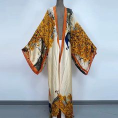 Cock-Tail Kimono – Lashawn Janae Chic V-neck Summer Kimono, Summer Silk Wrap Kimono, Summer Silk Kimono Flowy Fit, Silk Wrap Kimono, Summer Silk Wrap Kaftan, Flowy Silk Summer Kimono, Flowy Silk Kimono For Summer, Beige Maxi Length Kaftan For Spring, Elegant Long Silk Kimono