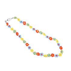 Handmade Beaded Colorful Flower Necklace. Customizable & Made to Order.  Made with 3mm seed beads. The beads naturally vary slightly in size.  On average 14-inches (or 36cm) long including clasp. Made with elastic string to allow for some flexibility around your neck. Feel free to let me know if you want a specific length.  *Although I use pretty thick strings and crimp beads, these can break if pulled too hard. Make sure not to pull hard on the necklace!  *Because all items are made to order, I Multicolor Round Beads Flower Necklace For Summer, Summer Flower Necklace With Tiny Beads, Summer Flower Necklace With Tiny Round Beads, Summer Flower Shaped Beaded Necklace With Tiny Beads, Summer Flower-shaped Beaded Necklace With Tiny Beads, Multicolor Beaded Flower Necklace, Yellow Flower-shaped Beaded Necklaces With Colorful Beads, Multicolor Flower-shaped Beaded Necklace, Multicolor Beaded Flower Necklace With Round Beads