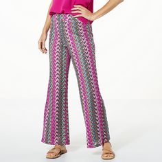 G by Giuliana Black Label Pull-On Crochet Wide-Leg Pant  This resort-ready crochet knit pant balances a cool, coastal vibe with a touch of femininity. Perfect for pulling on post dip, the wide-leg silhouette is perfect as a swimsuit coverup but can also be worn with a tank or cami for a no-fuss pulled together date-night look. Trendy Stretch Knit Bottoms, Spring Knit Bottoms With Elastic Waistband, Spring Knit Pants With Elastic Waistband, Knit Pants With Elastic Waistband For Spring, Fitted Knit Bottoms For Spring, Multicolor Bottoms For Fall Vacation, Multicolor Fall Vacation Bottoms, Pink Stretch Knit Bottoms, Casual Knit Bottoms For Vacation