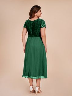 Expertly crafted for the mother of the bride, this A-line dress features a delicate lace bodice and elegant ruching that flatters all body types. Short sleeves add a touch of modesty while still keeping you comfortable. Perfect for any special occasion, this dress will make you feel confident and beautiful.    Attention!     The sleeves are see-through and unlined. (Refer to the picture below) Short Sleeves Dress, A Line Shorts, Sleeves Dress, Mother Of The Bride Dress, Chiffon Skirt, Lace Bodice, Tea Length, Chiffon Lace, Chiffon Fabric